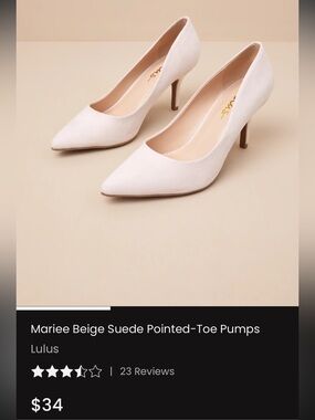 Lulu's Light Beige Suede Pointed-Toe Heels